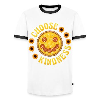 Choose Friendliness Inspiration Motivation - Men's Ringer Shirt - white/black - Front - AI Model Female 172 light (172cm) & AI Model Male 178 dark (178cm)