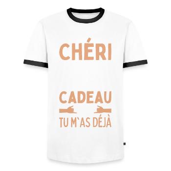 Chéri J'ai Essayé De Te Trouver Le Meilleur Cadeau - T-shirt contrasté Homme - blanc/noir - Devant - AI Model Female 172 light (172cm) & AI Model Male 178 dark (178cm)
