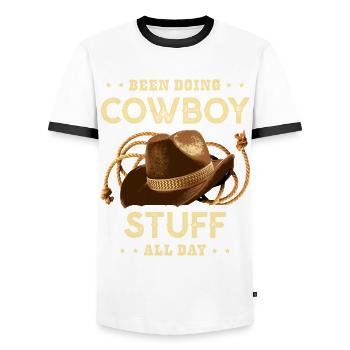 Ich Habe Den Ganzen Tag Cowboy-zeug Gemacht Bull - Männer Kontrast-T-Shirt - Weiß/Schwarz - Vorne - AI Model Female 172 light (172cm) & AI Model Male 178 dark (178cm)