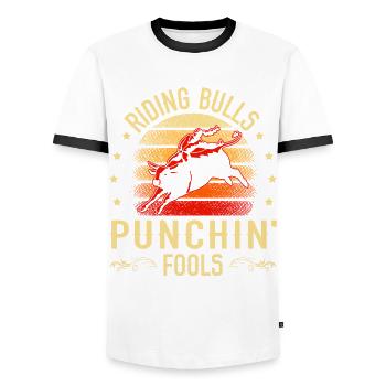 Bull Rider Bull Riding Western Rodeo - Männer Kontrast-T-Shirt - Weiß/Schwarz - Vorne - AI Model Female 172 light (172cm) & AI Model Male 178 dark (178cm)