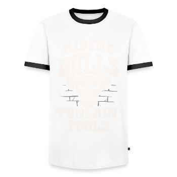 Bull Rider Bull Reiten Western Rodeo Cowboy - Männer Kontrast-T-Shirt - Weiß/Schwarz - Vorne - AI Model Female 172 light (172cm) & AI Model Male 178 dark (178cm)