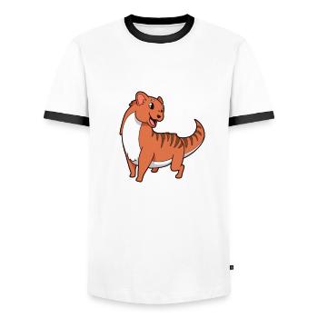 Kawaii Mungo - Männer Kontrast-T-Shirt - Weiß/Schwarz - Vorne - AI Model Female 172 light (172cm) & AI Model Male 178 dark (178cm)