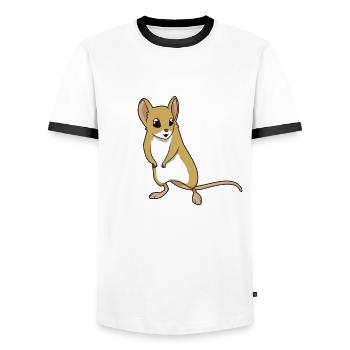Kawaii grasshopper mouse - Men's Ringer Shirt - white/black - Front - AI Model Female 172 light (172cm) & AI Model Male 178 dark (178cm)