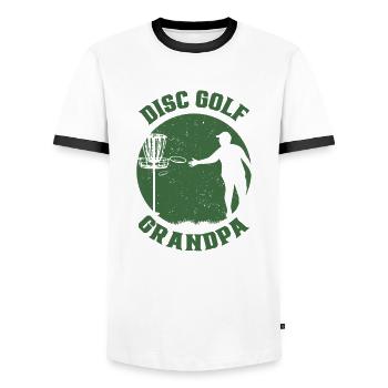 Frisbee - Men's Ringer Shirt - white/black - Front - AI Model Female 172 light (172cm) & AI Model Male 178 dark (178cm)