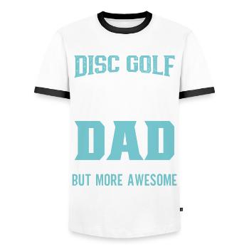 Frisbee Player Disc Golf Frisbee Competition - Men's Ringer Shirt - white/black - Front - AI Model Female 172 light (172cm) & AI Model Male 178 dark (178cm)