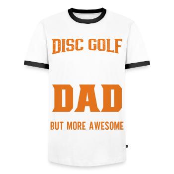 Frisbee Player Disc Golf Frisbee Competition - Men's Ringer Shirt - white/black - Front - AI Model Female 172 light (172cm) & AI Model Male 178 dark (178cm)