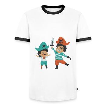 Die Piraten -Shenanigans Crossbones Freeboter - Männer Kontrast-T-Shirt - Weiß/Schwarz - Vorne - AI Model Female 172 light (172cm) & AI Model Male 178 dark (178cm)