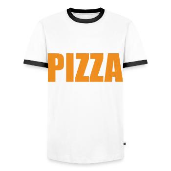 Ob Pizza Auch An Mich Denkt Pizza Food Liebhaber - Männer Kontrast-T-Shirt - Weiß/Schwarz - Vorne - AI Model Female 172 light (172cm) & AI Model Male 178 dark (178cm)