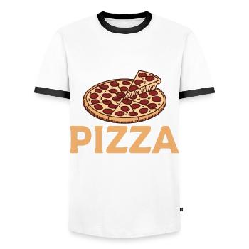 Ob Pizza Auch An Mich Denkt Pizza Food Liebhaber - Männer Kontrast-T-Shirt - Weiß/Schwarz - Vorne - AI Model Female 172 light (172cm) & AI Model Male 178 dark (178cm)