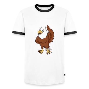 Kawaii Pygargue à queue blanche - T-shirt contrasté Homme - blanc/noir - Devant - AI Model Female 172 light (172cm) & AI Model Male 178 dark (178cm)