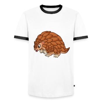 Kawaii Pangolin - Männer Kontrast-T-Shirt - Weiß/Schwarz - Vorne - AI Model Female 172 light (172cm) & AI Model Male 178 dark (178cm)