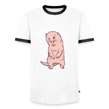Kawaii naked mole rat - Men's Ringer Shirt - white/black - Front - AI Model Female 172 light (172cm) & AI Model Male 178 dark (178cm)