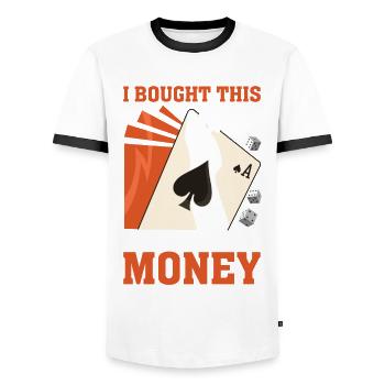 Card Game Card Player Poker - Men's Ringer Shirt - white/black - Front - AI Model Female 172 light (172cm) & AI Model Male 178 dark (178cm)