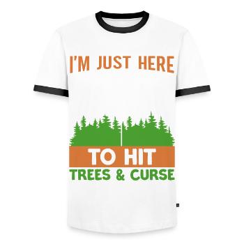 Disc Golf Player Frisbee Player - Men's Ringer Shirt - white/black - Front - AI Model Female 172 light (172cm) & AI Model Male 178 dark (178cm)
