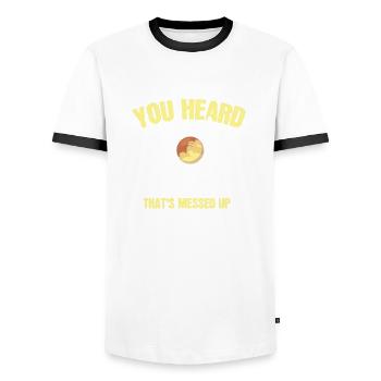 Have you heard of Pluto? That's crazy - Men's Ringer Shirt - white/black - Front - AI Model Female 172 light (172cm) & AI Model Male 178 dark (178cm)
