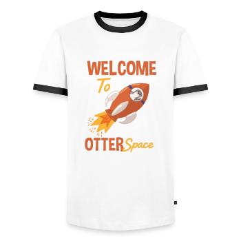 Sonnensystem Willkommen Im Otter Space - Männer Kontrast-T-Shirt - Weiß/Schwarz - Vorne - AI Model Female 172 light (172cm) & AI Model Male 178 dark (178cm)