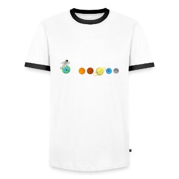 Solar System Lollipop Planet Astronaut - Men's Ringer Shirt - white/black - Front - AI Model Female 172 light (172cm) & AI Model Male 178 dark (178cm)