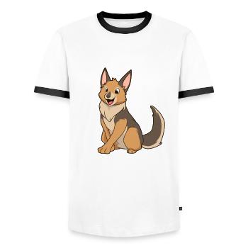 Kawaii Jackal - Men's Ringer Shirt - white/black - Front - AI Model Female 172 light (172cm) & AI Model Male 178 dark (178cm)