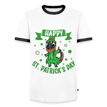 St Patrick's Salamander - Happy St Patrick's Day - Men's Ringer Shirt - white/black - Front - AI Model Female 172 light (172cm) & AI Model Male 178 dark (178cm)