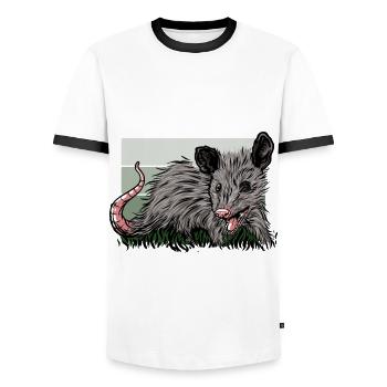 Opossum poubelle Opossum Rétro - T-shirt contrasté Homme - blanc/noir - Devant - AI Model Female 172 light (172cm) & AI Model Male 178 dark (178cm)