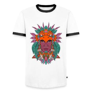 Aztec Warrior - Eagle Warrior - T-shirt contrasté Homme - blanc/noir - Devant - AI Model Female 172 light (172cm) & AI Model Male 178 dark (178cm)