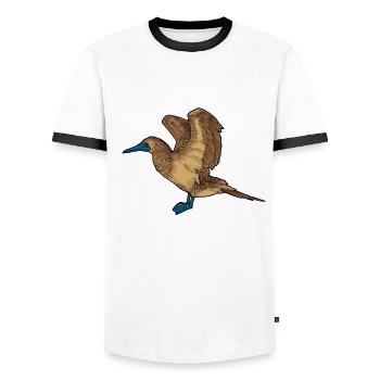 Drawing of a blue-footed booby - Men's Ringer Shirt - white/black - Front - AI Model Female 172 light (172cm) & AI Model Male 178 dark (178cm)