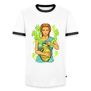 Pandora's Box - Men's Ringer Shirt - white/black - Front - AI Model Female 172 light (172cm) & AI Model Male 178 dark (178cm)