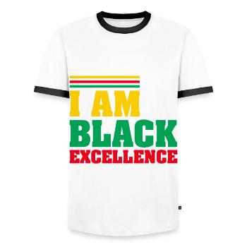 Femme noire Fierté afro-américaine - T-shirt contrasté Homme - blanc/noir - Devant - AI Model Female 172 light (172cm) & AI Model Male 178 dark (178cm)
