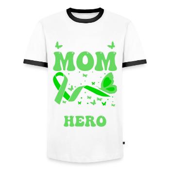 Proud mother of cerebral palsy Hero CP - Men's Ringer Shirt - white/black - Front - AI Model Female 172 light (172cm) & AI Model Male 178 dark (178cm)