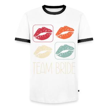 Team Bride Bachelorette Party Bride - Men's Ringer Shirt - white/black - Front - AI Model Female 172 light (172cm) & AI Model Male 178 dark (178cm)