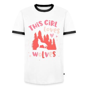 Dieses Mädchen Liebt Wölfe Tier Werwolf Wolf - Männer Kontrast-T-Shirt - Weiß/Schwarz - Vorne - AI Model Female 172 light (172cm) & AI Model Male 178 dark (178cm)