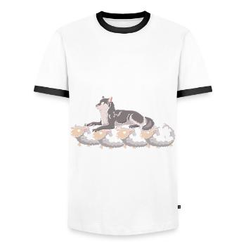 Wolf Unter Schafen Wölfe Tier Werwolf Wolf - Männer Kontrast-T-Shirt - Weiß/Schwarz - Vorne - AI Model Female 172 light (172cm) & AI Model Male 178 dark (178cm)