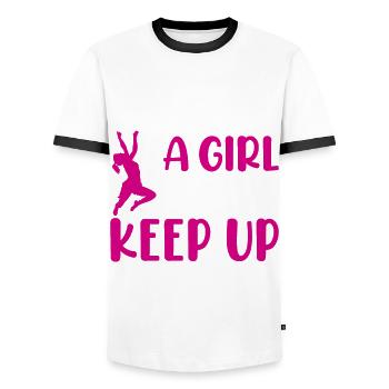Ich Klettere Wie Ein Mädchen Bouldern Klettern - Männer Kontrast-T-Shirt - Weiß/Schwarz - Vorne - AI Model Female 172 light (172cm) & AI Model Male 178 dark (178cm)