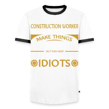 Conception de construction pour hommes Papa Ouvrier de la construction - T-shirt contrasté Homme - blanc/noir - Devant - AI Model Female 172 light (172cm) & AI Model Male 178 dark (178cm)