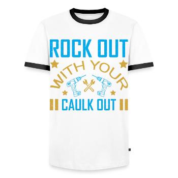 Building Design For Men Daddy Construction Worker - Men's Ringer Shirt - white/black - Front - AI Model Female 172 light (172cm) & AI Model Male 178 dark (178cm)