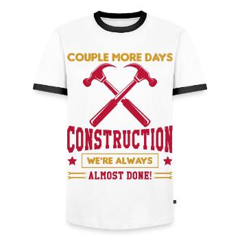 Building Design For Men Daddy Construction Worker - Men's Ringer Shirt - white/black - Front - AI Model Female 172 light (172cm) & AI Model Male 178 dark (178cm)