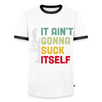Well, it won't get itself spiny crayfish - Men's Ringer Shirt - white/black - Front - AI Model Female 172 light (172cm) & AI Model Male 178 dark (178cm)