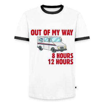 Delivery Driver Outfit Joke Van Design - Men's Ringer Shirt - white/black - Front - AI Model Female 172 light (172cm) & AI Model Male 178 dark (178cm)