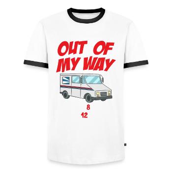 Delivery Driver Outfit Joke Van Design - Men's Ringer Shirt - white/black - Front - AI Model Female 172 light (172cm) & AI Model Male 178 dark (178cm)