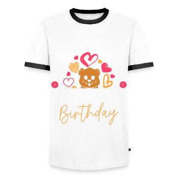 Happy Groundhog Day and yes, it's - Men's Ringer Shirt - white/black - Front - AI Model Female 172 light (172cm) & AI Model Male 178 dark (178cm)