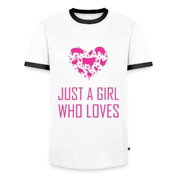 Girls, farm animals, cows, pigs, goats - Men's Ringer Shirt - white/black - Front - AI Model Female 172 light (172cm) & AI Model Male 178 dark (178cm)