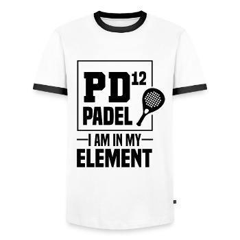 Padel Tennis Paddle Padel Ball Paddling Padel Tennis - Men's Ringer Shirt - white/black - Front - AI Model Female 172 light (172cm) & AI Model Male 178 dark (178cm)
