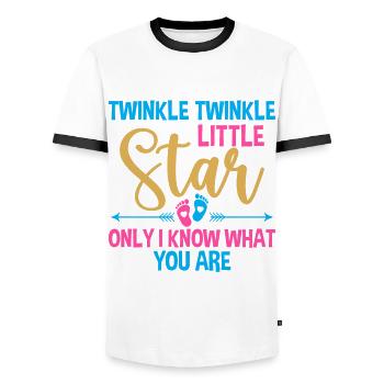 Gender Reveal Party Baby Shower Little Star - Men's Ringer Shirt - white/black - Front - AI Model Female 172 light (172cm) & AI Model Male 178 dark (178cm)