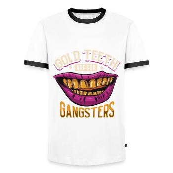 Les dents en or sont pour les gangsters - prothésistes dentaires - T-shirt contrasté Homme - blanc/noir - Devant - AI Model Female 172 light (172cm) & AI Model Male 178 dark (178cm)