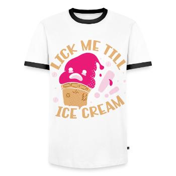 Lick Me Till Ice Cream Lover - Männer Kontrast-T-Shirt - Weiß/Schwarz - Vorne - AI Model Female 172 light (172cm) & AI Model Male 178 dark (178cm)