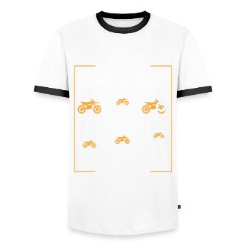 Dirt Bike Racing Motorcycle Ride Mudding Motocross - Men's Ringer Shirt - white/black - Front - AI Model Female 172 light (172cm) & AI Model Male 178 dark (178cm)