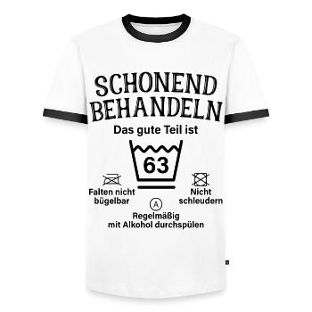 63. Geburtstag Schonend Behandeln 63 Teil Ist 63 - Männer Kontrast-T-Shirt - Weiß/Schwarz - Vorne - AI Model Female 172 light (172cm) & AI Model Male 178 dark (178cm)