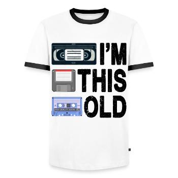 Ich bin so alt - Männer Kontrast-T-Shirt - Weiß/Schwarz - Vorne - AI Model Female 172 light (172cm) & AI Model Male 178 dark (178cm)