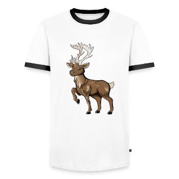 Kawaii Reindeer - Men's Ringer Shirt - white/black - Front - AI Model Female 172 light (172cm) & AI Model Male 178 dark (178cm)