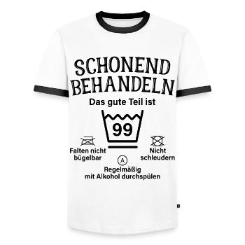 99. Geburtstag Schonend Behandeln 99 Teil Ist 99 - Männer Kontrast-T-Shirt - Weiß/Schwarz - Vorne - AI Model Female 172 light (172cm) & AI Model Male 178 dark (178cm)